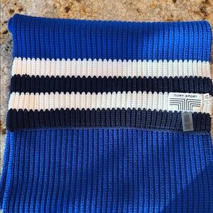 NWOT Tory Burch Sport scarf Sweater in Blue,navy and White